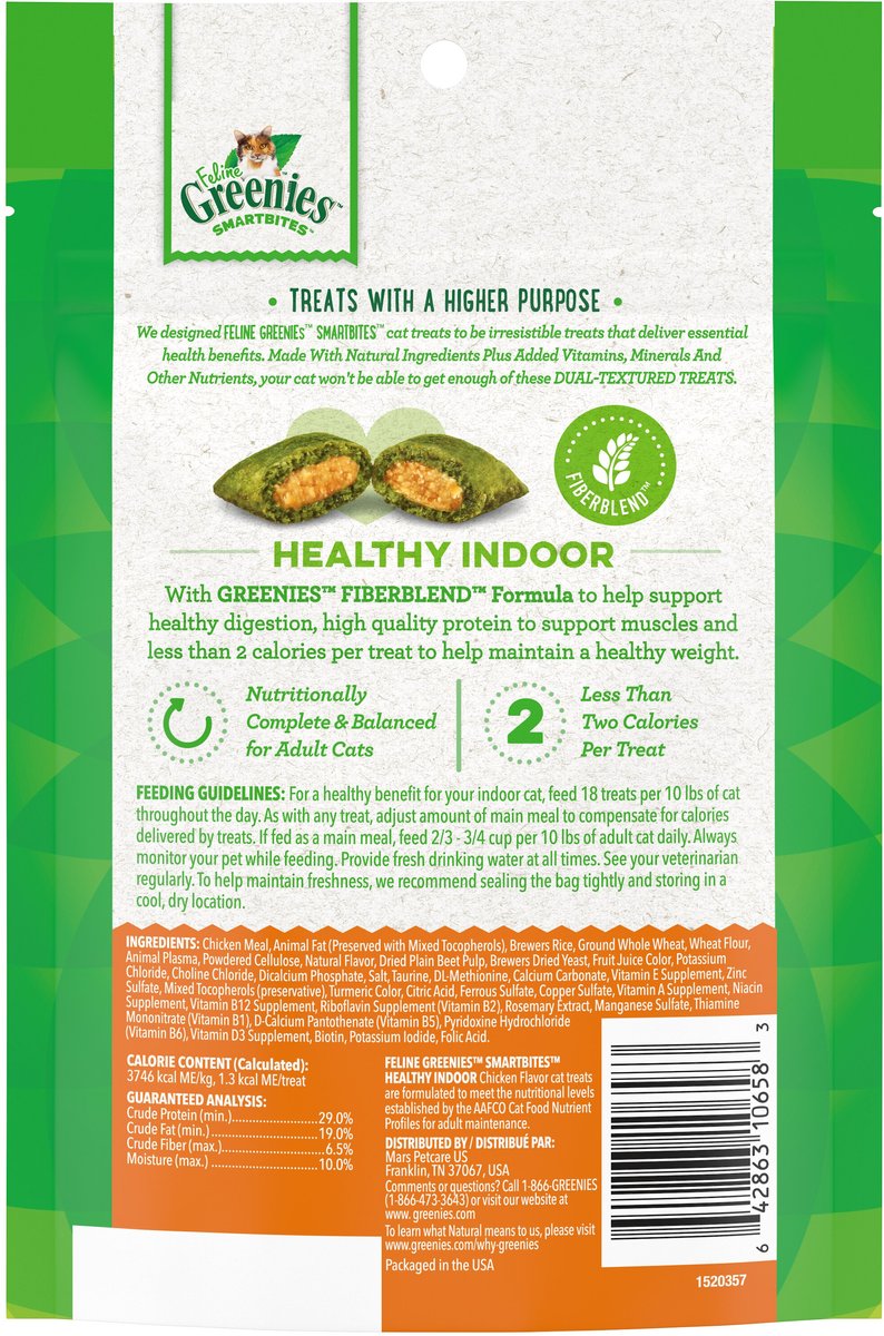 Greenies Smartbites Healthy Indoor Hairball Control Chicken Cat Treats