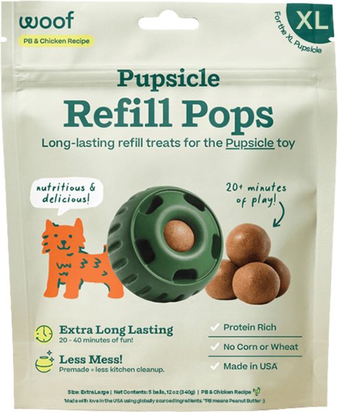 Woof Pupsicle Pops Refill Peanut Butter & Chicken Dog Treats