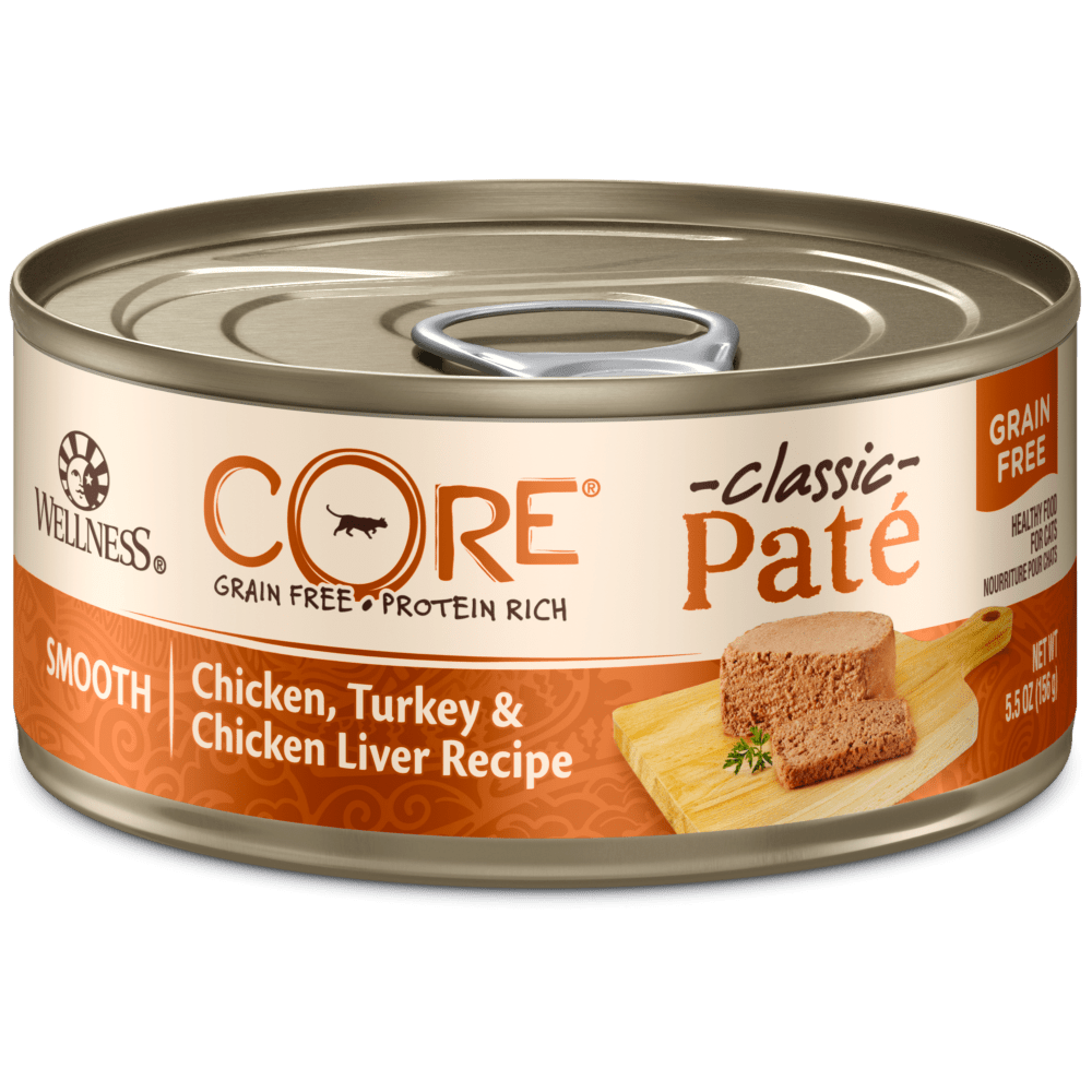 Wellness CORE Grain Free Natural Chicken, Turkey and Chicken Liver Smooth Pate Wet Canned Cat Food