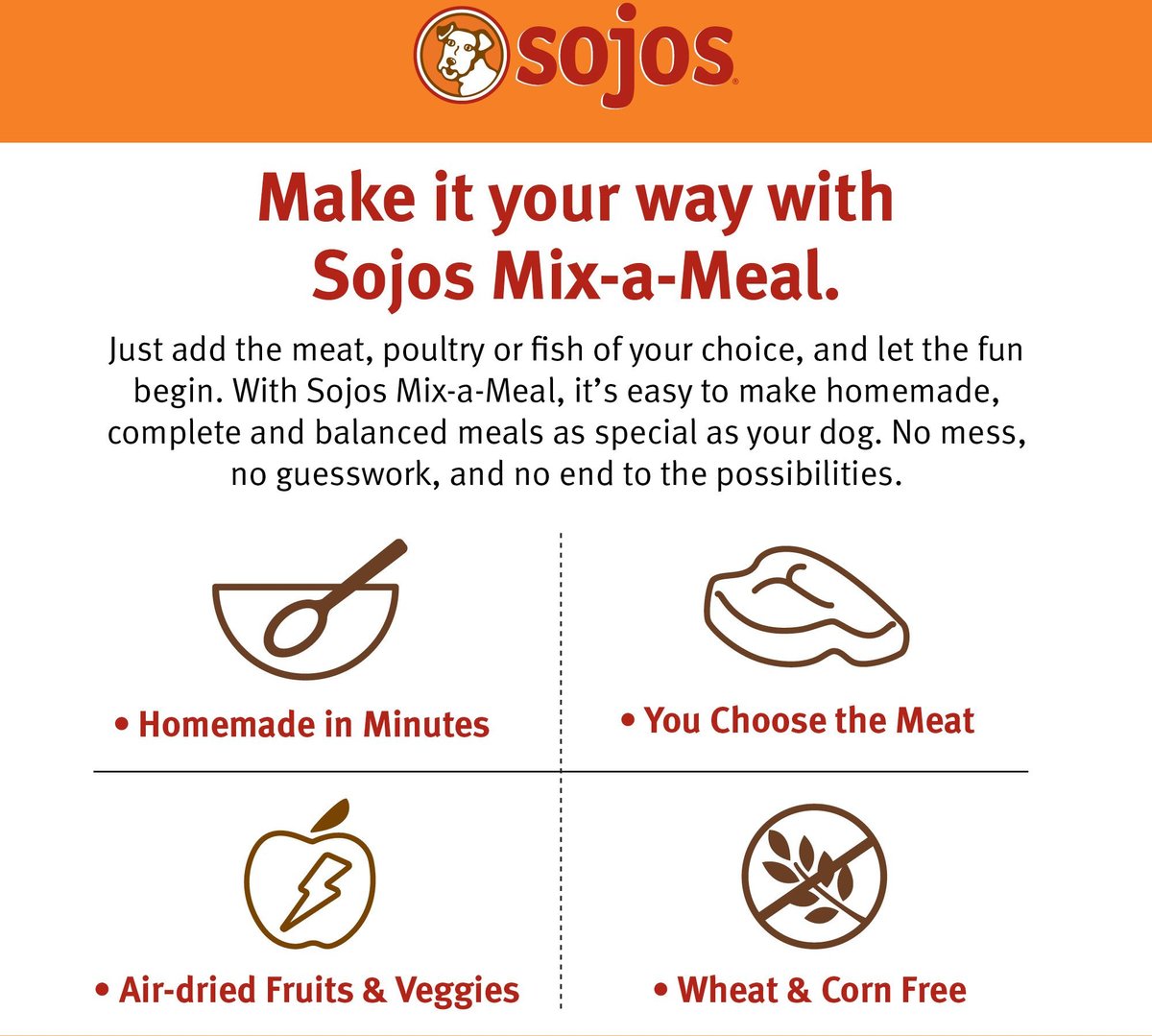 Sojos Mix-A-Meal Fruit & Veggie Pre-Mix Grain-Free Dog Food