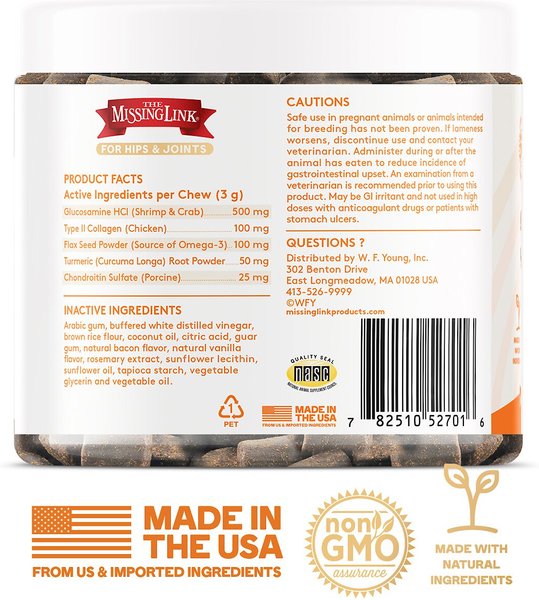 The Missing Link Collagen Care Hips & Joints Soft Chews Supplement for Dogs