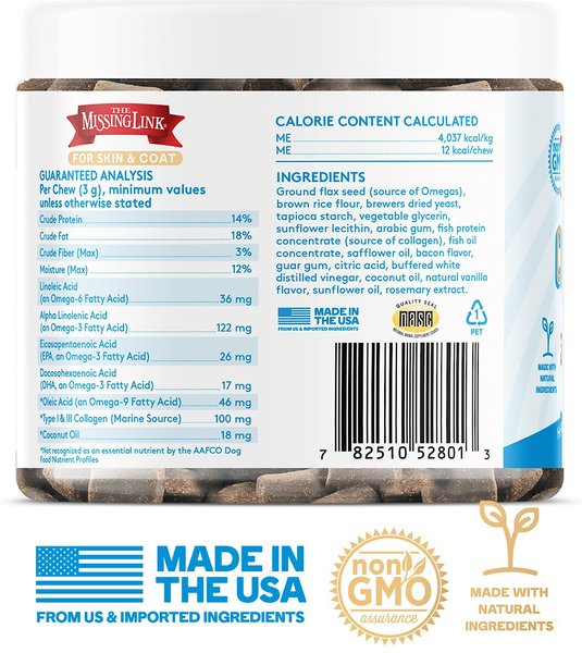 The Missing Link Collagen Care Skin & Coat Soft Chews for Dogs