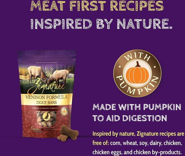 Zignature Ziggy Bars Venison Formula Dog Treats