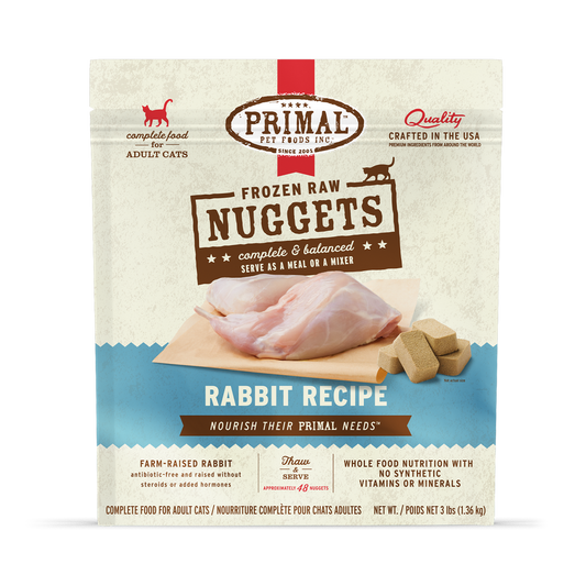 Primal Raw Frozen Rabbit Formula Nuggets For Cats