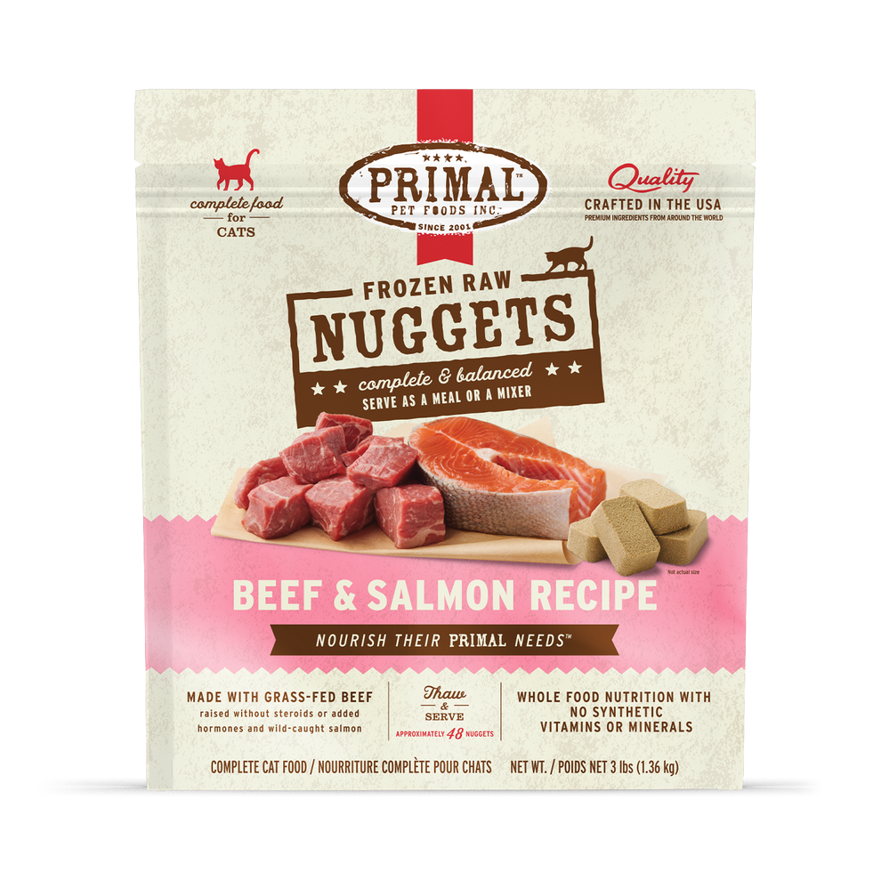 Primal Raw Frozen Beef & Salmon Formula Nuggets For Cats