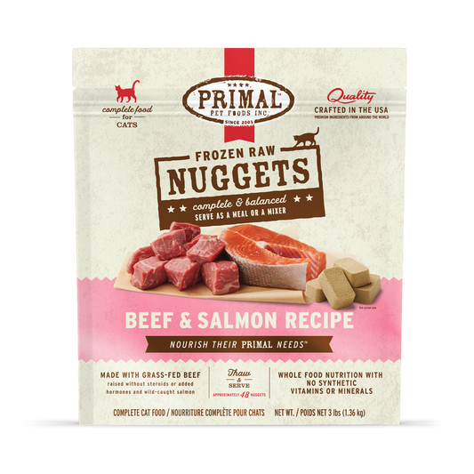 Primal Raw Frozen Beef & Salmon Formula Nuggets For Cats