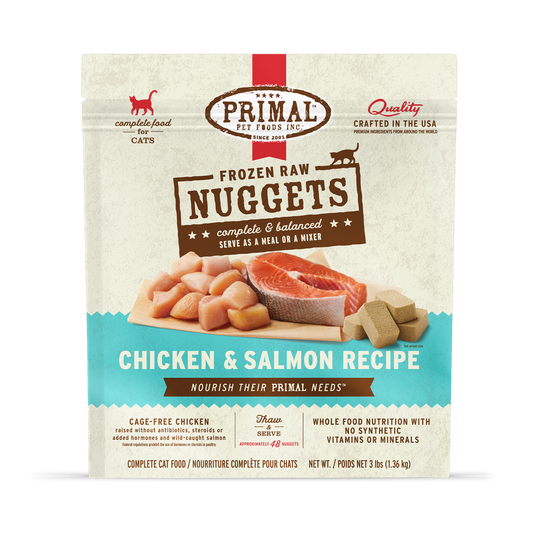 Primal Raw Frozen Nuggets Chicken & Salmon Formula For Cats