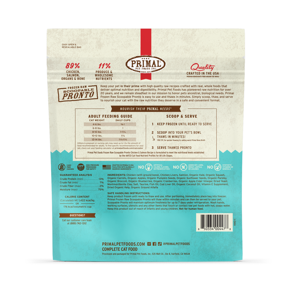 Primal Pronto Raw Frozen Chicken & Salmon Recipe Food For Cats