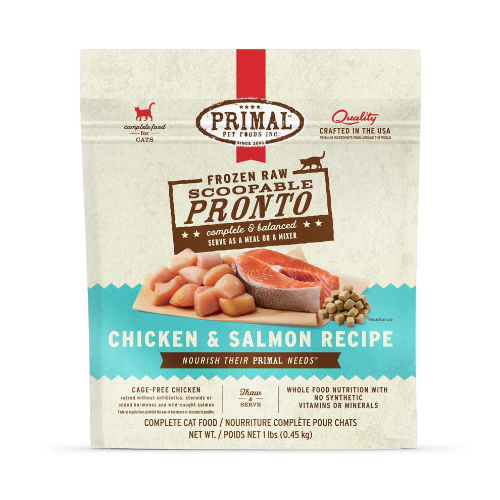 Primal Pronto Raw Frozen Chicken & Salmon Recipe Food For Cats