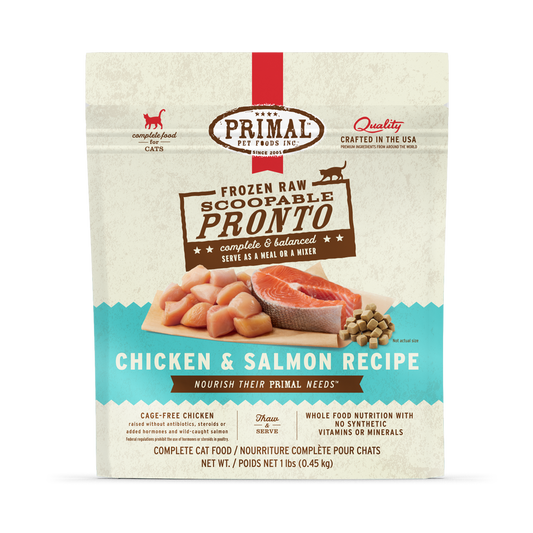 Primal Pronto Raw Frozen Chicken & Salmon Recipe Food For Cats