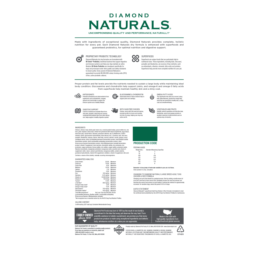 Diamond Naturals Large Breed Chicken & Rice Formula Adult Dry Dog Food