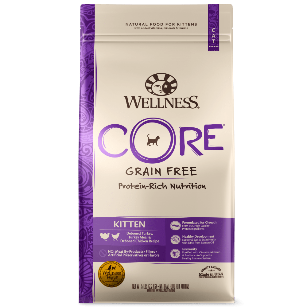Wellness CORE Grain Free Natural Kitten Health Turkey, Turkey Meal and Chicken Recipe Dry Cat Food