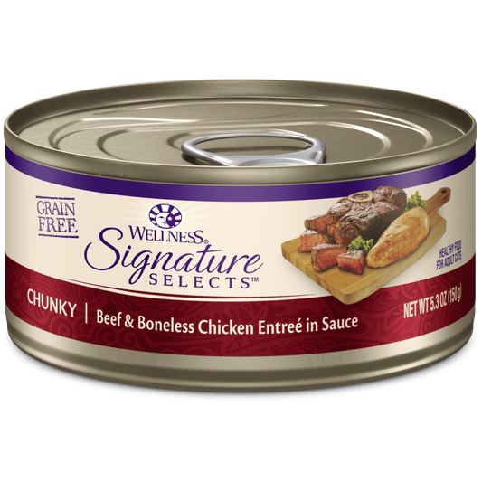 Wellness Signature Selects Grain Free Natural Beef and White Meat Chicken Entree in Sauce Wet Canned Cat Food