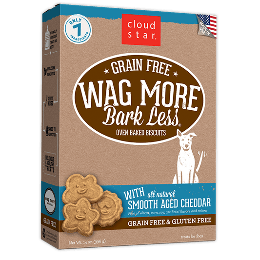 Cloud Star Wag More Bark Less Oven Baked Gain Free Smooth Aged Cheddar Dog Treats