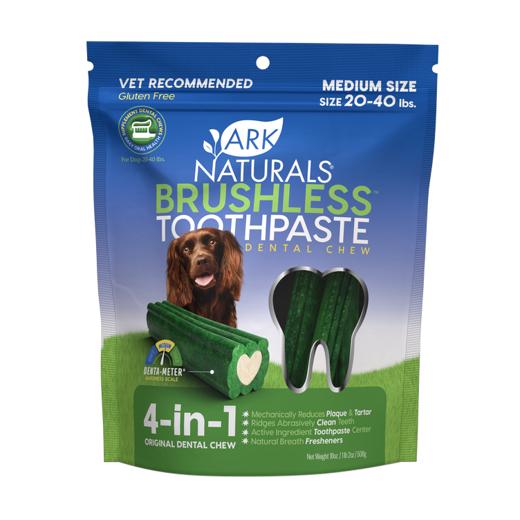 Ark Naturals BREATH-LESS Brushless-Toothpaste Dental Chew for Medium Dogs