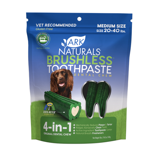 Ark Naturals BREATH-LESS Brushless-Toothpaste Dental Chew for Medium Dogs