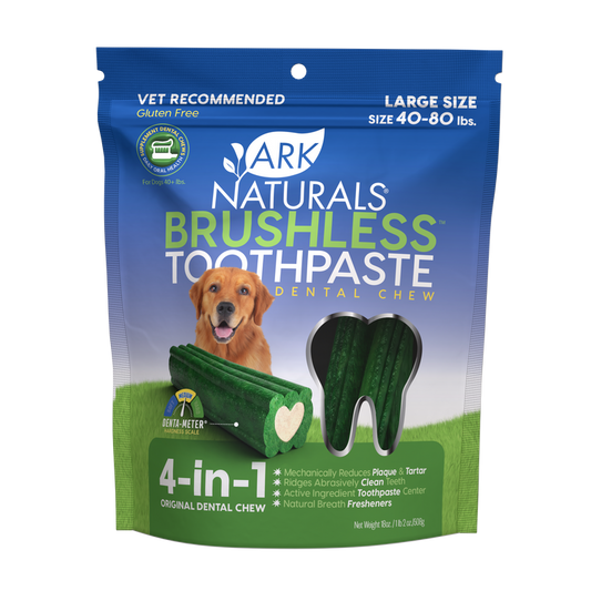 Ark Naturals Brushless Toothpaste Large Dental Chews for Dogs