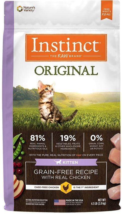Instinct Original Kitten Grain Free Recipe with Real Chicken Natural Kibble Coated Freeze-Dried Raw Dry Cat Food