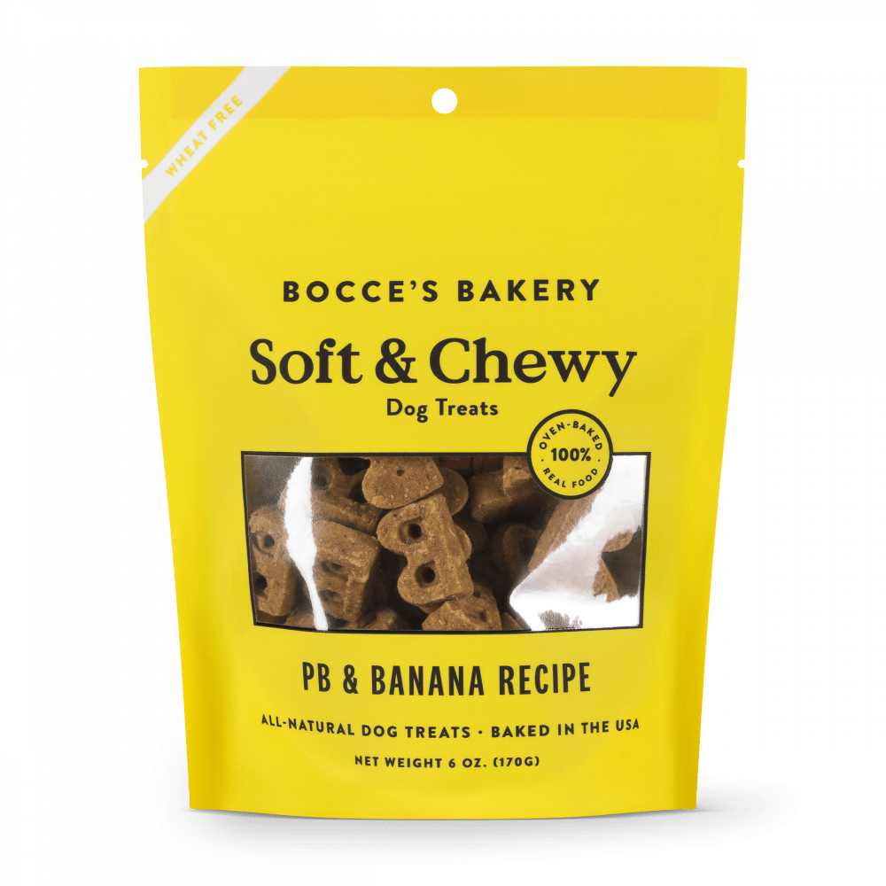 Bocce's Bakery Soft & Chewy Peanut Butter & Banana Recipe Dog Treats