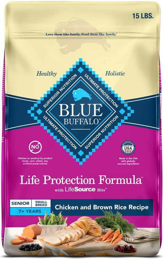 Blue Buffalo Life Protection Natural Chicken & Brown Rice Recipe Small Breed Senior Dry Dog Food