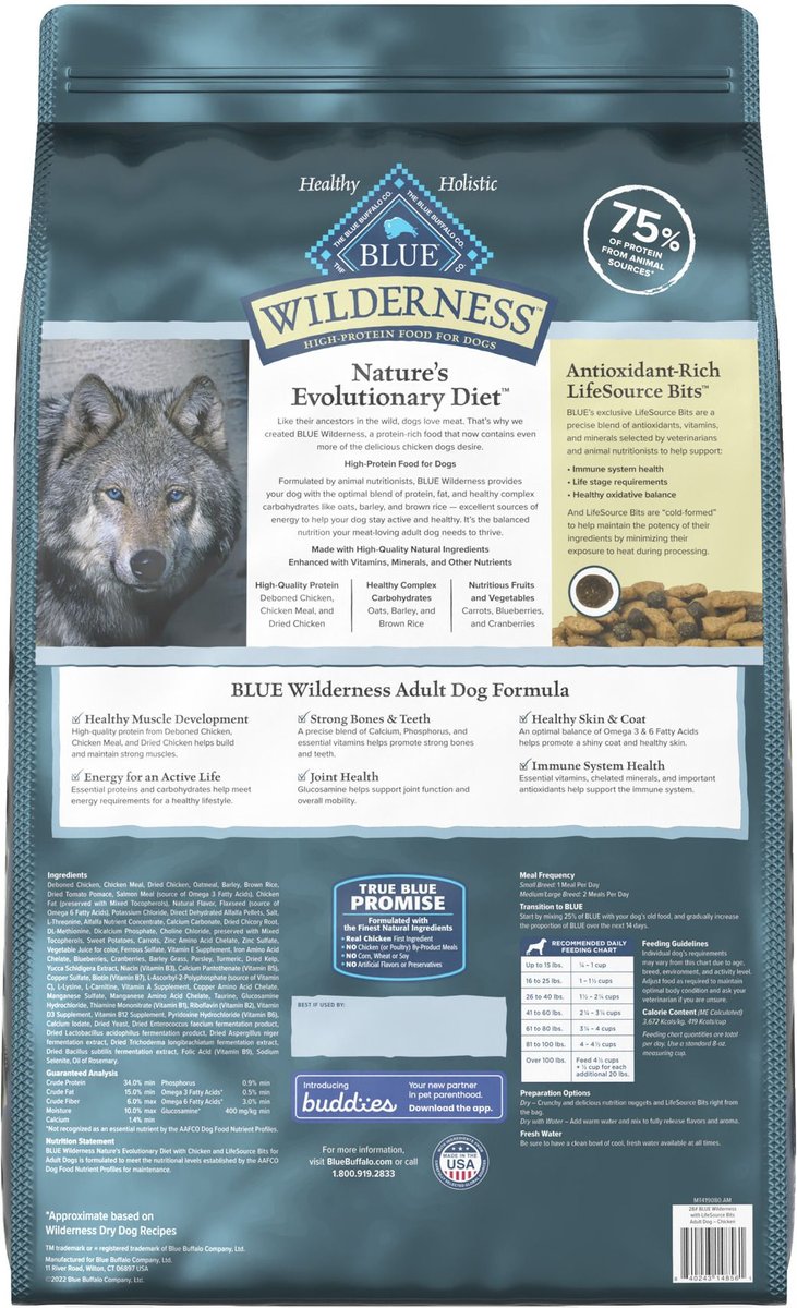 Blue Buffalo Wilderness Wholesome Grains Chicken Recipe Adult Dry Dog Food