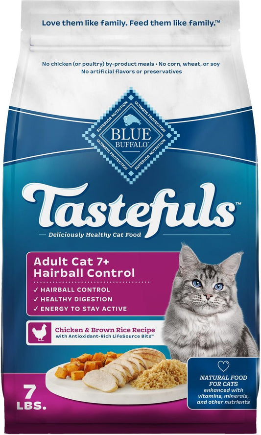 Blue Buffalo Tastefuls Hairball Control Natural Chicken & Brown Rice Recipe Adult 7+ Dry Cat Food