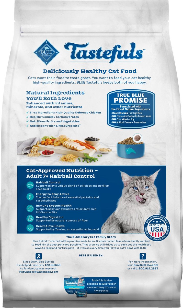 Blue Buffalo Tastefuls Hairball Control Natural Chicken & Brown Rice Recipe Adult 7+ Dry Cat Food