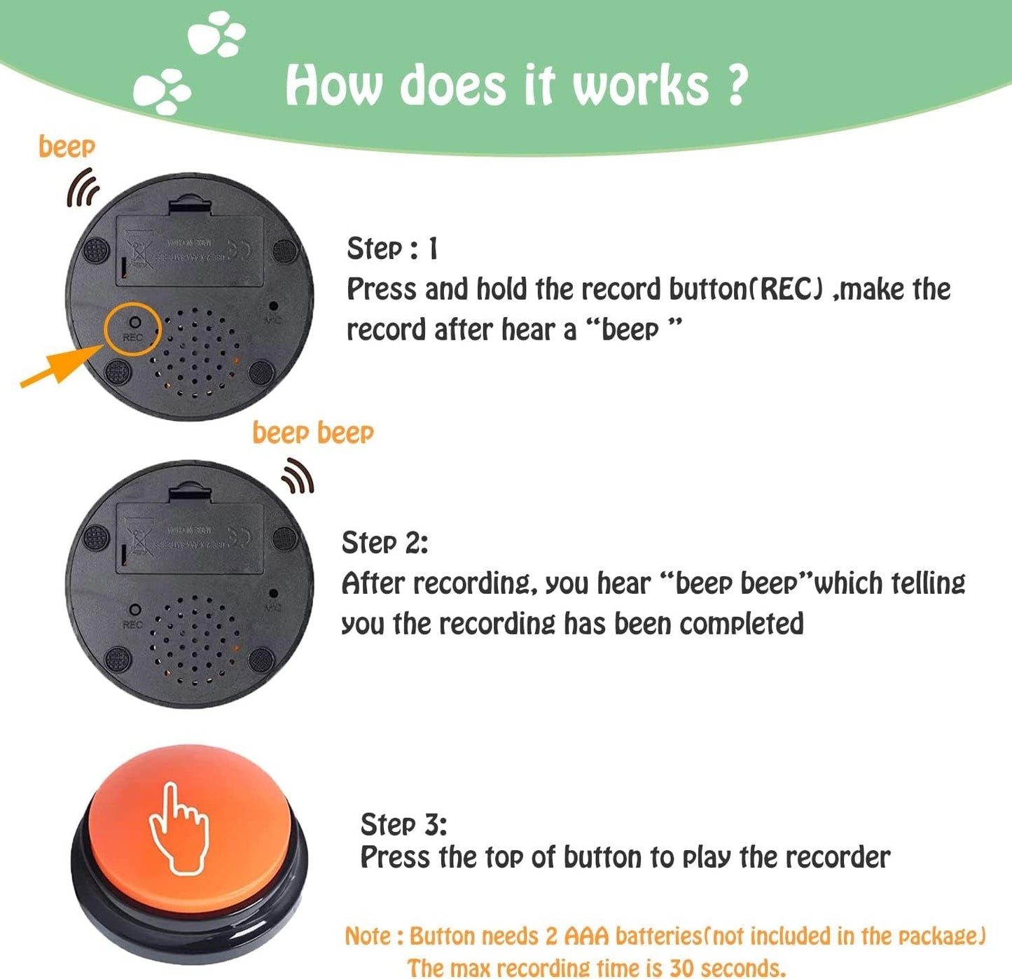 Voice Recording Button For Pet