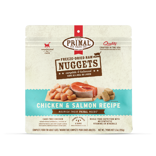 Primal Freeze Dried Nuggets Grain Free Chicken and Salmon Formula Cat Food
