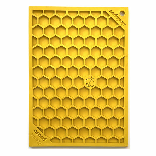 SodaPup Yellow Honeycomb Design eMat Enrichment Lick Mat for Dogs & Cats