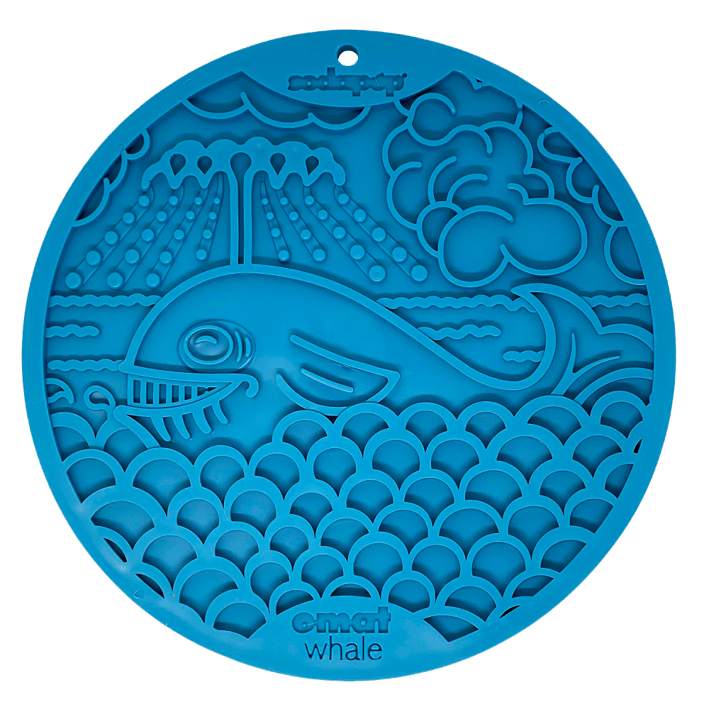 SodaPup Blue Whale Design eMat Enrichment Lick Mat With Suction Cups for Dogs