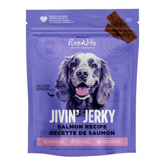 PureVita Jivin' Jerky Limited Ingredient Salmon Jerky Treats for Dogs