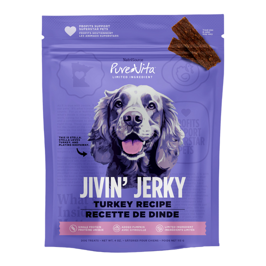 PureVita Jivin' Jerky Limited Ingredient Turkey Jerky Treats for Dogs
