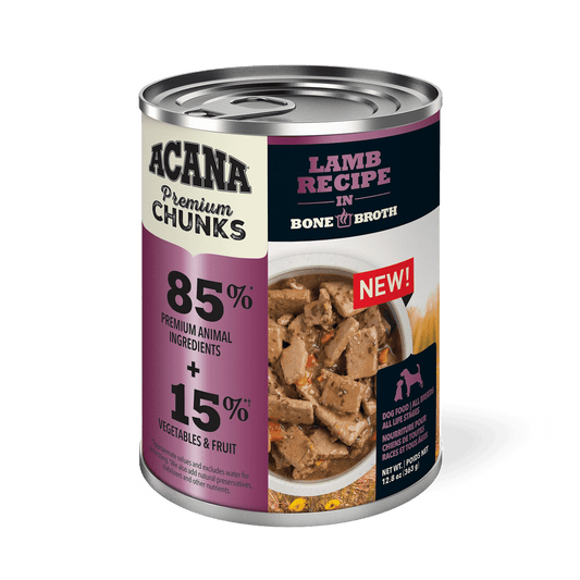 Acana Premium Grain Free Chunks Lamb Recipe in Bone Broth for Dogs