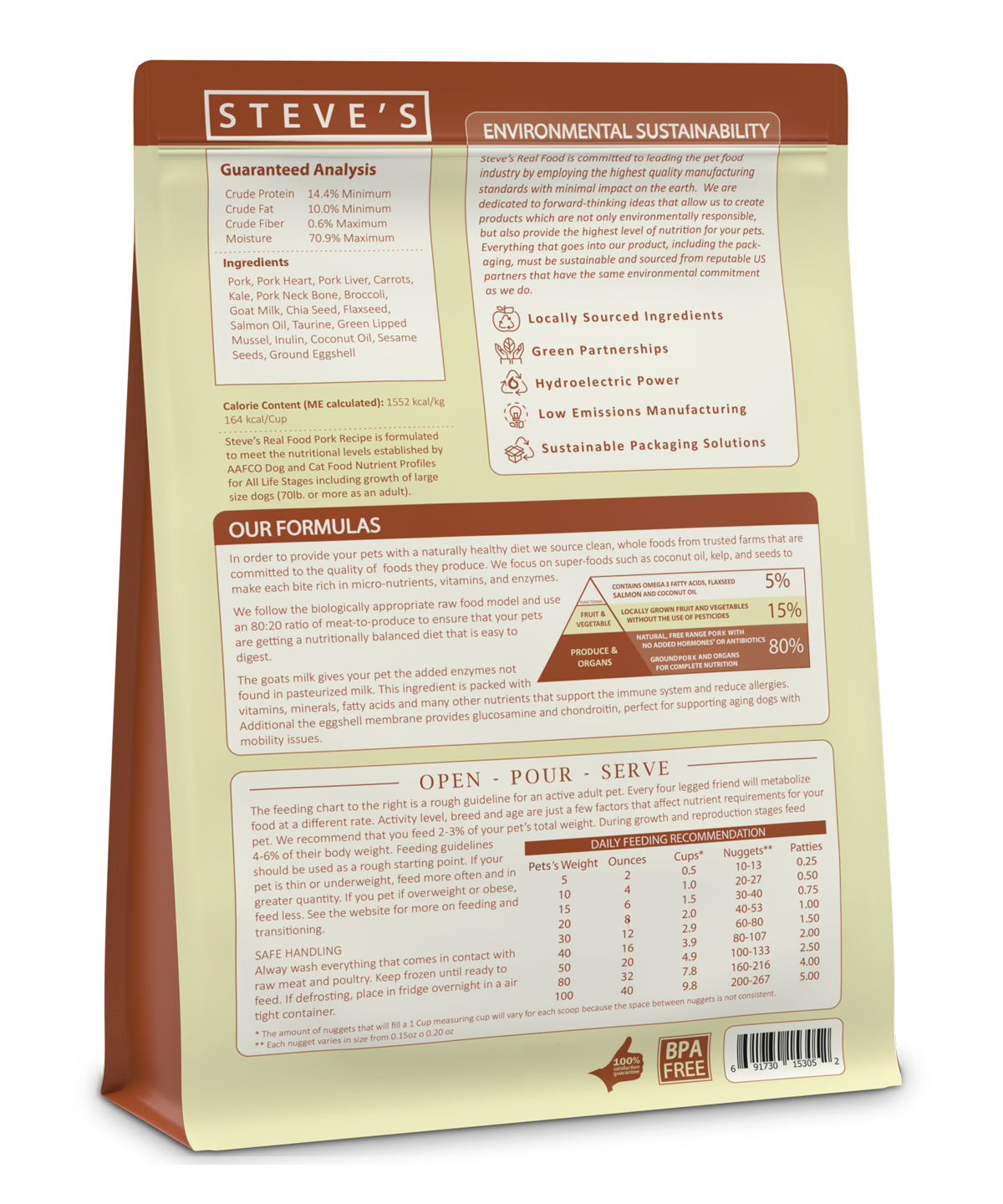 Steve's Real Food Raw Frozen Pork Diet Food for Dogs & Cats