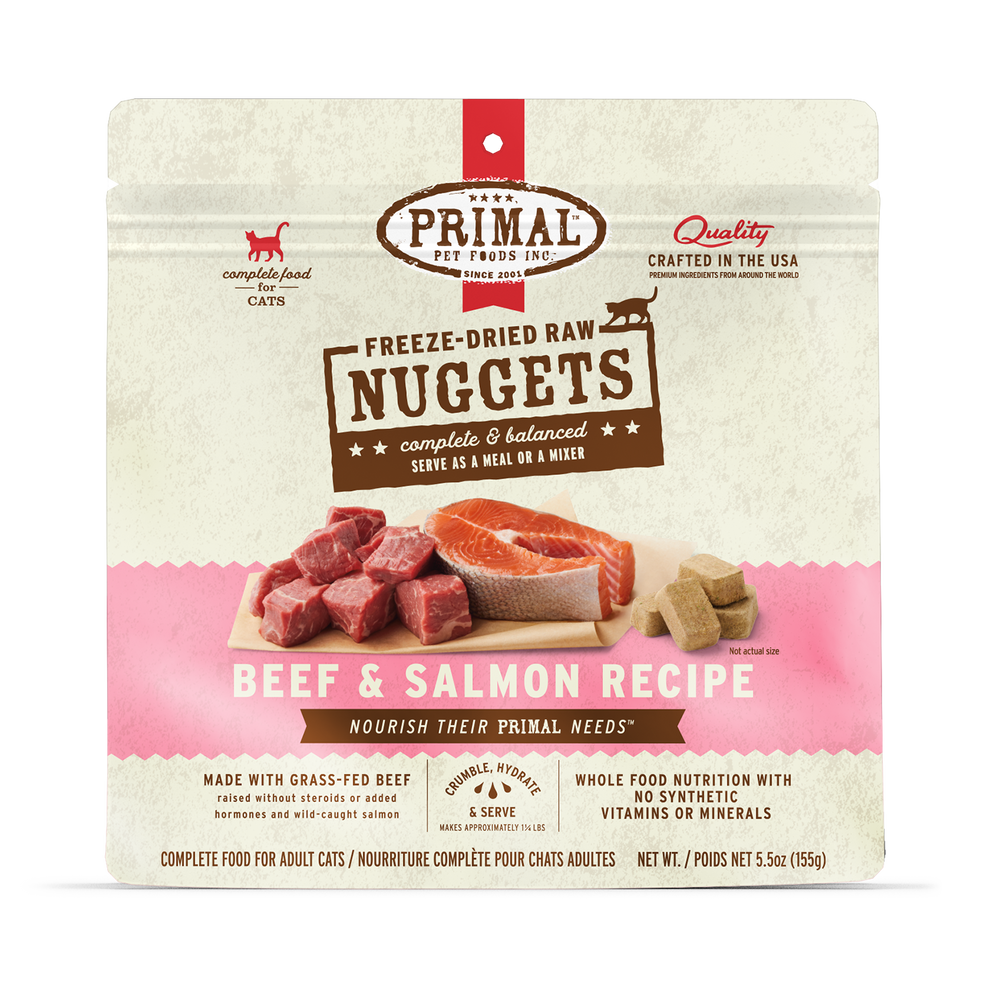 Primal Freeze Dried Nuggets Grain Free Beef & Salmon Formula Cat Food