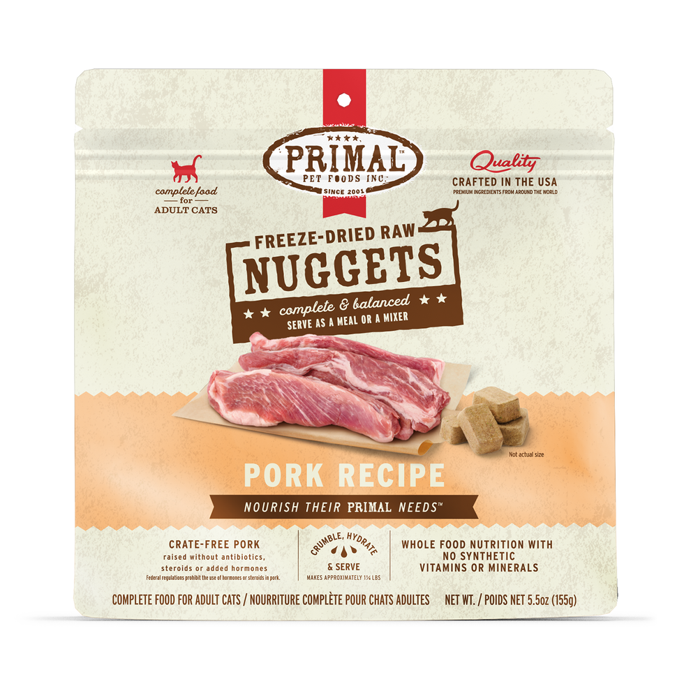 Primal Freeze-Dried Nuggets Grain Free Pork Formula Complete Diet Cat Food