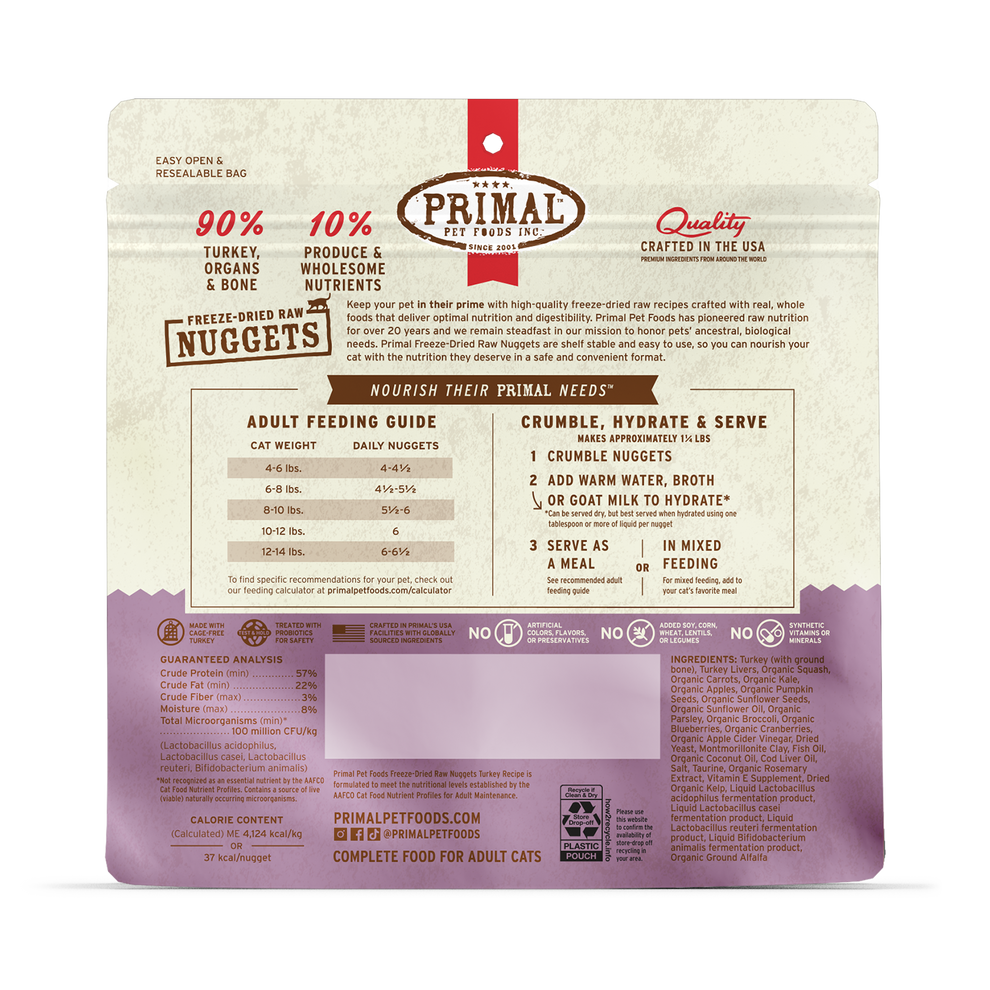 Primal Freeze Dried Nuggets Grain Free Turkey Formula Cat Food