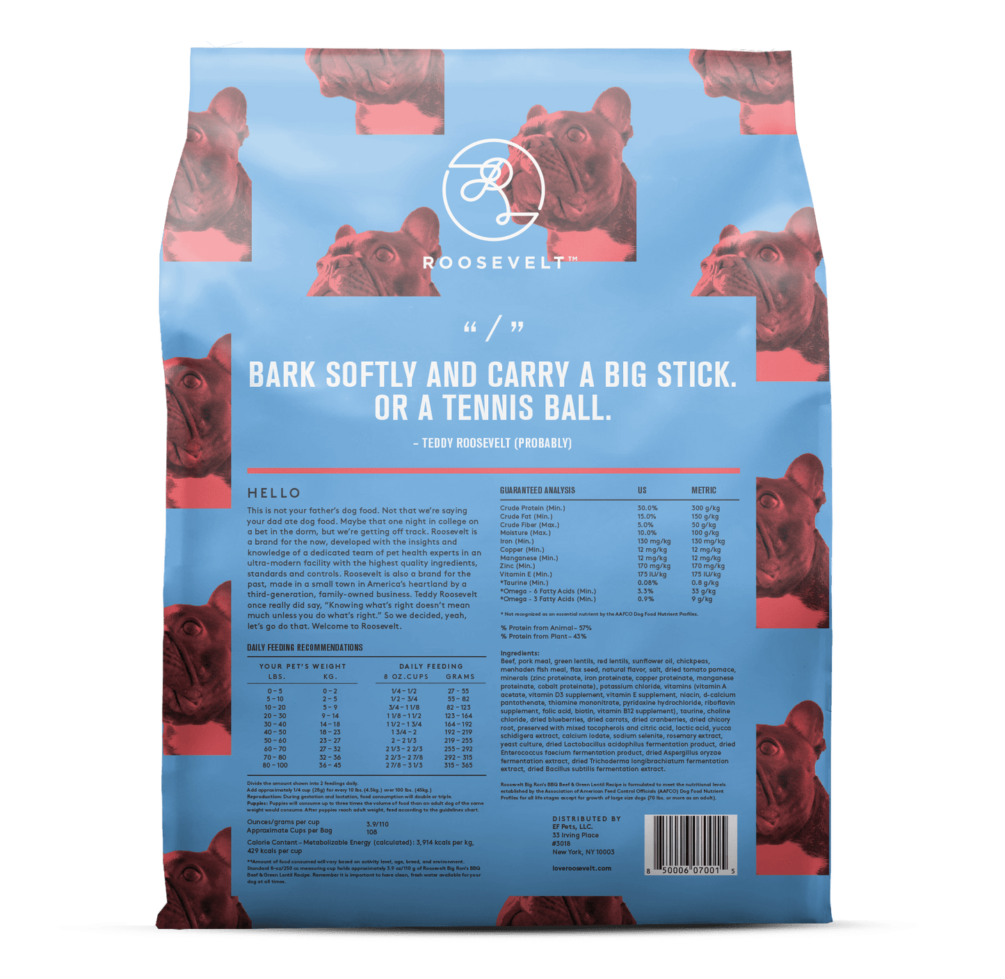 Roosevelt Big Ron's BBQ Beef & Green Lentil Grain Free Recipe Dry Dog Food
