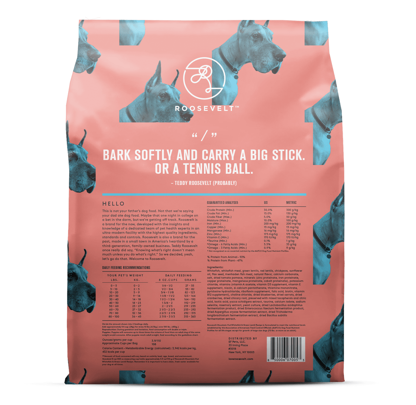Roosevelt Mountain Hut Whitefish & Green Lentil Grain Free Recipe Dry Dog Food