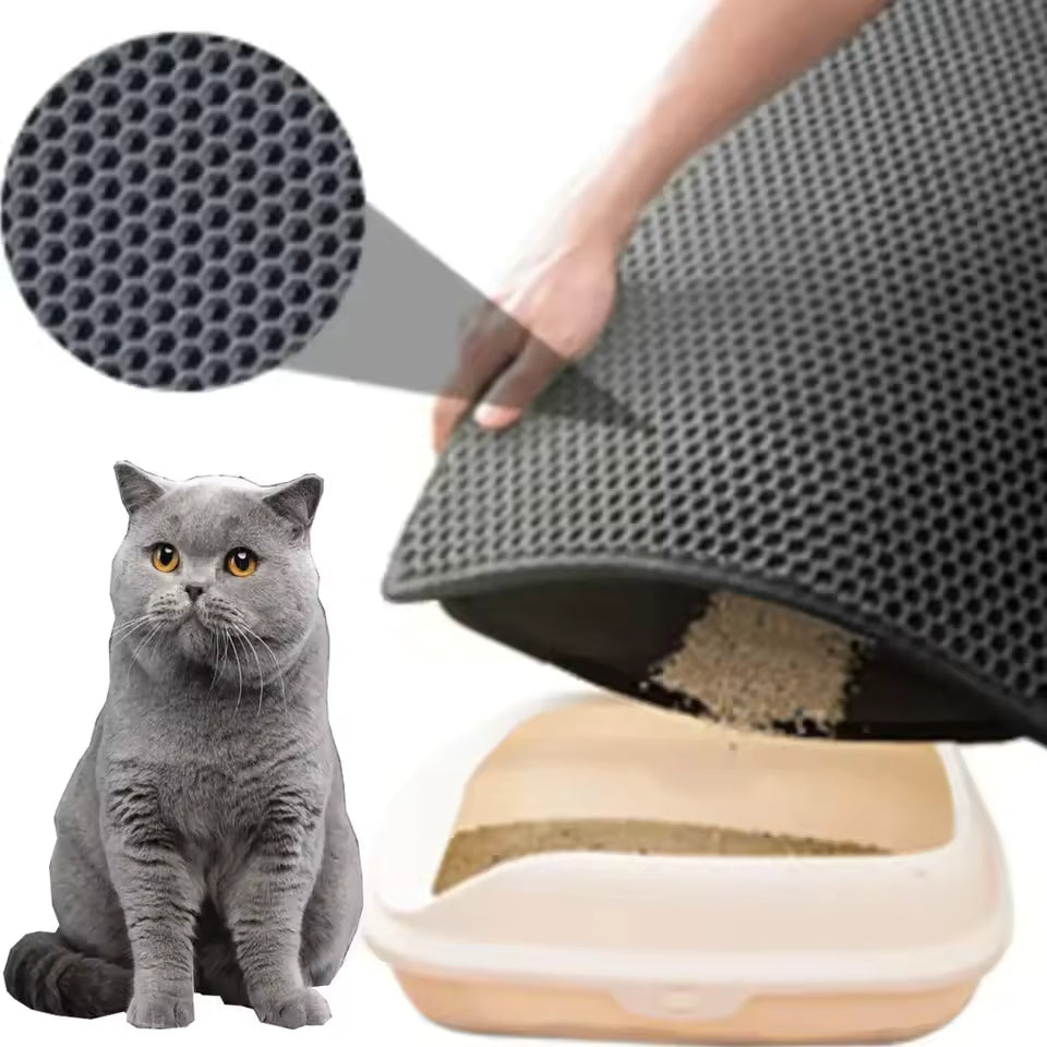 Cat Litter Mat Non Slip Big Pet Litter Box Filter Mat Double Layer Wear Resistant Waterproof Cat Litter Mat Pet Clean Supplies
