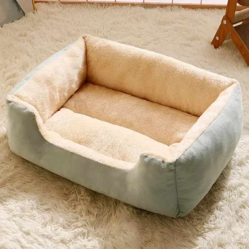 Fluffy Thickened Cat Bed Square Warm Comfortable Pets Cushion Pad with Non-slip Base Large Soft Dog Nest Winter Pet Supplies
