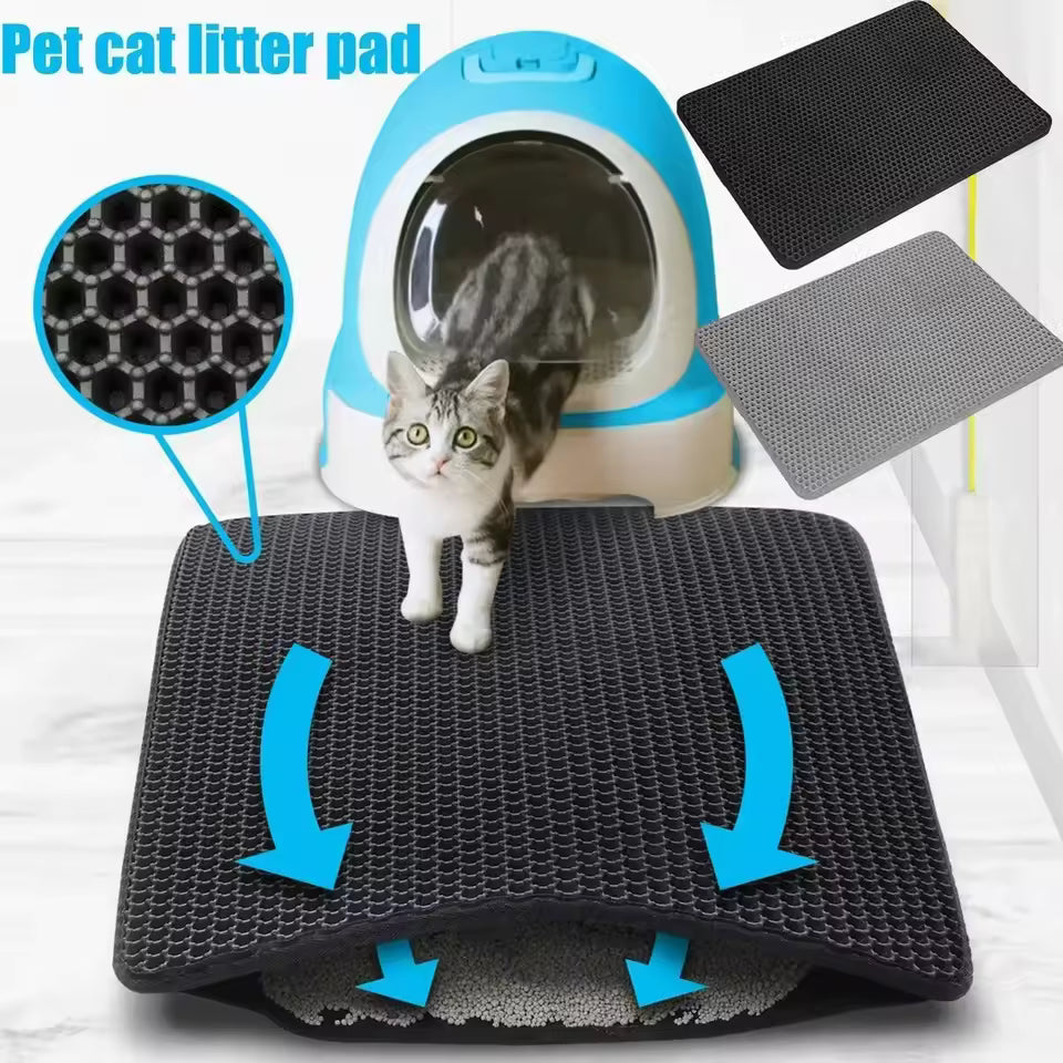 Cat Litter Mat Non Slip Big Pet Litter Box Filter Mat Double Layer Wear Resistant Waterproof Cat Litter Mat Pet Clean Supplies
