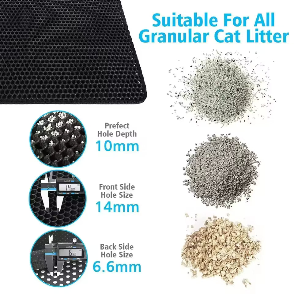 Cat Litter Mat Non Slip Big Pet Litter Box Filter Mat Double Layer Wear Resistant Waterproof Cat Litter Mat Pet Clean Supplies