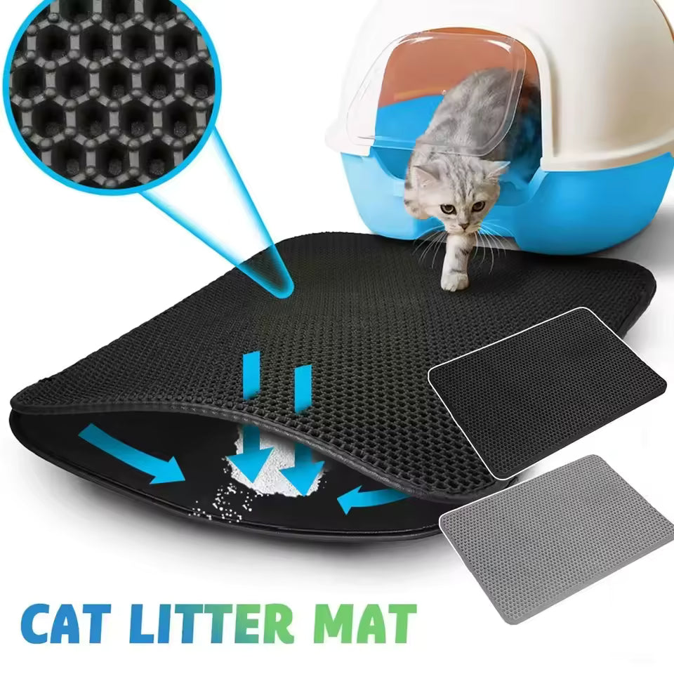 Cat Litter Mat Non Slip Big Pet Litter Box Filter Mat Double Layer Wear Resistant Waterproof Cat Litter Mat Pet Clean Supplies