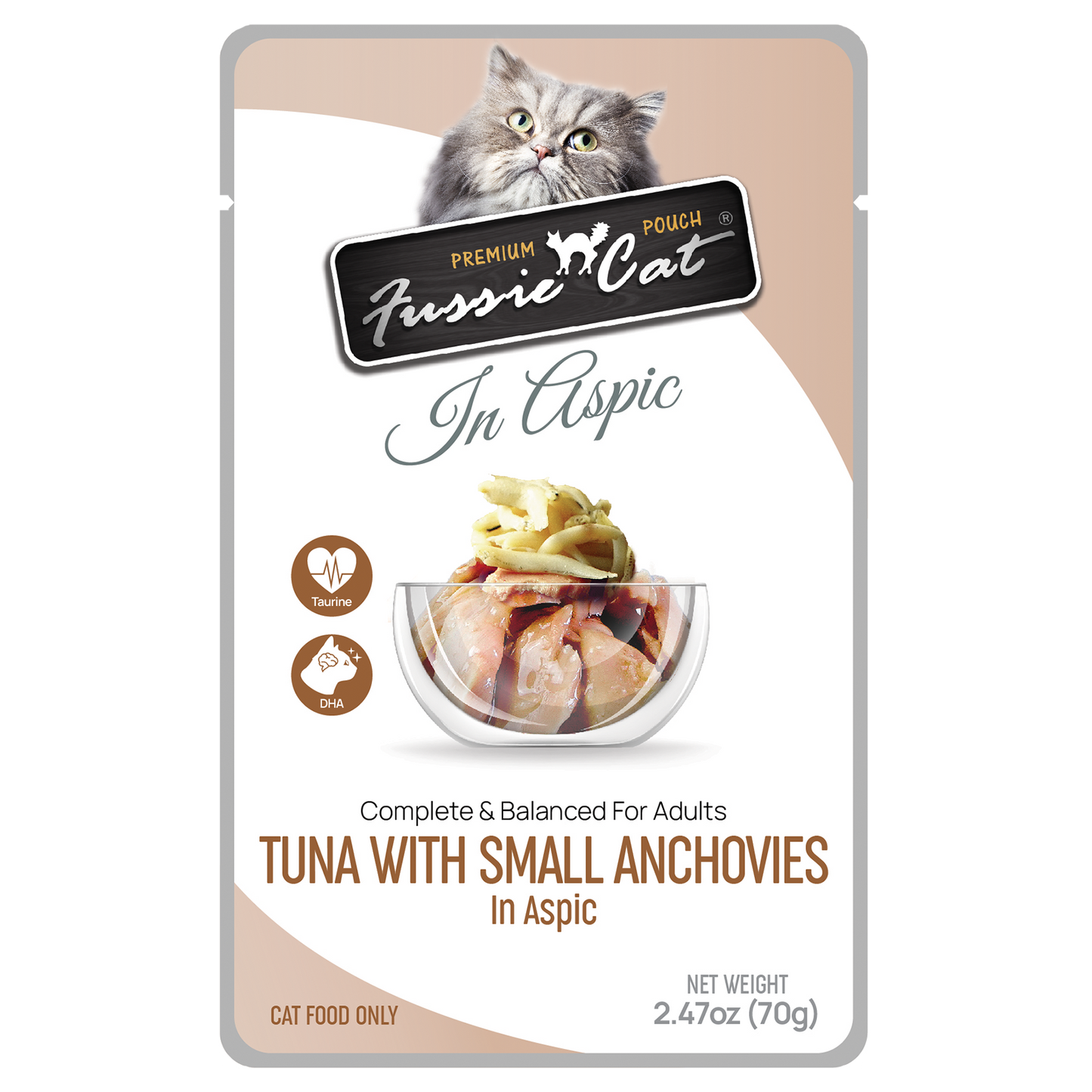 Fussie Cat Premium Pouch Tuna with Small Anchovies in Aspic Cat Food