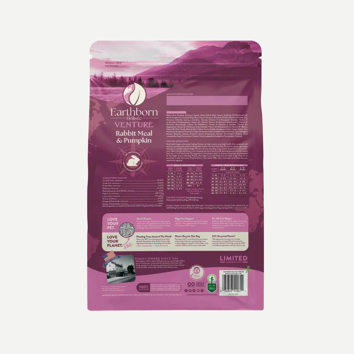 Earthborn Holistic Venture Grain Free Rabbit Meal and Pumpkin Dry Dog Food