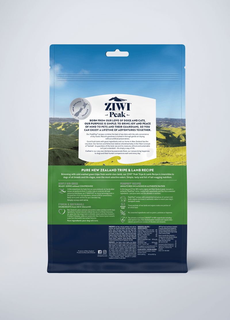 ZIWI Peak Grain Free Air-Dried New Zealand Tripe and Lamb Dry Dog Food