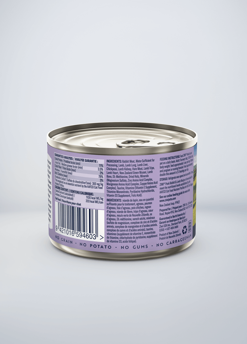 ZIWI Peak Grain Free Rabbit & Lamb Recipe Canned Cat Food