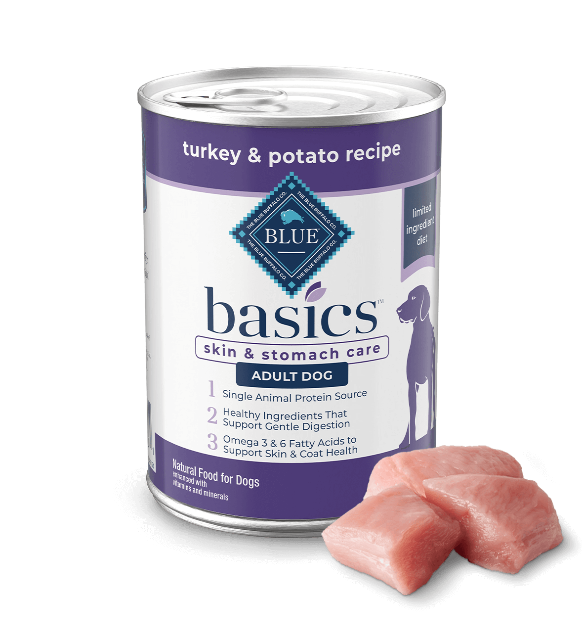 Blue Buffalo Basics Skin & Stomach Care Grain-Free Turkey & Potato Recipe Canned Dog Food